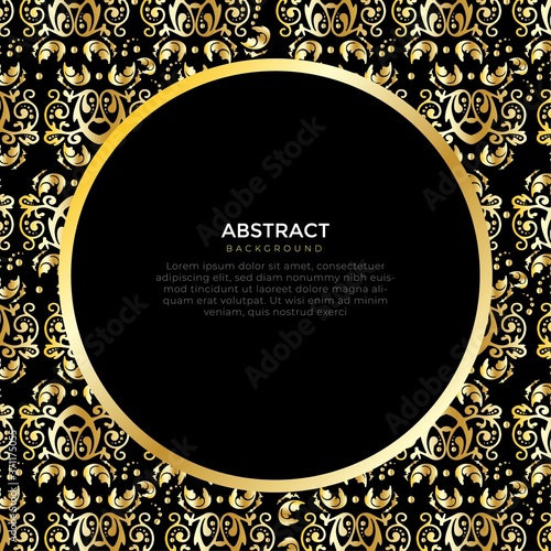 Golden colored decoration with unique frames. golden black ornament background