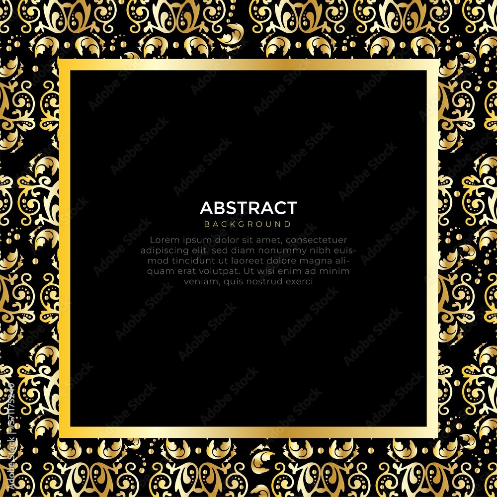 Golden colored decoration with unique frames. golden black ornament background