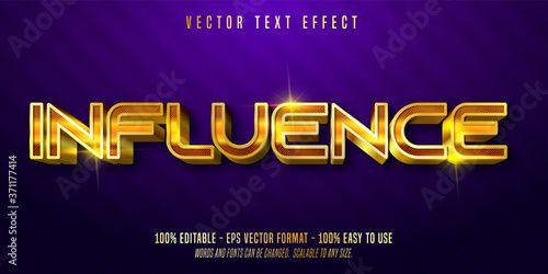 Influence text, shiny gold style editable text effect