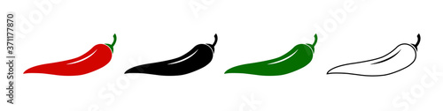 Photo Set of spicy chili hot pepper icons