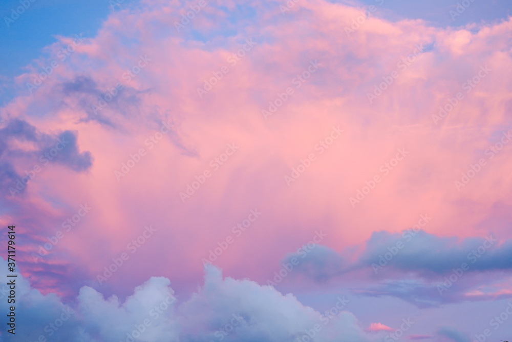 Beautiful pink clouds in the evening sky