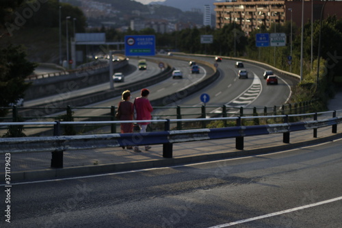 Road close to a city