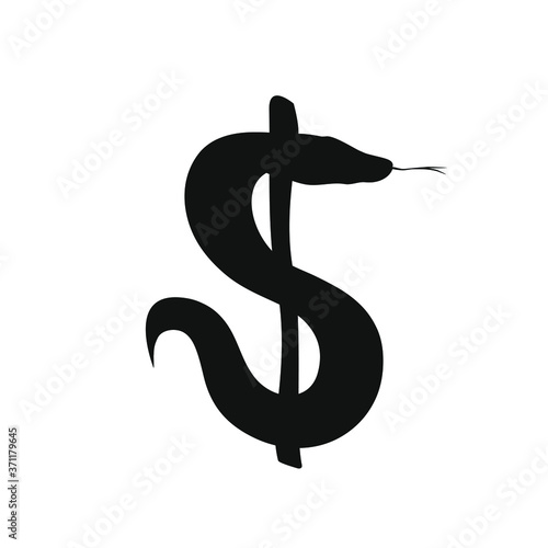 Dollar American money coin cash currency snake crisis symbol logo icon sign Hand drawn Modern design Fashion print clothes apparel greeting invitation card economical banner badge poster flyer website