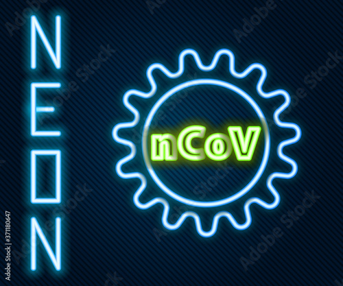Glowing neon line Corona virus 2019-nCoV icon isolated on black background. Bacteria and germs, cell cancer, microbe, fungi. Colorful outline concept. Vector Illustration.