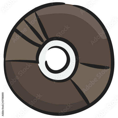 
A digital optical disc data storage format, icon of cd in doodle style 
