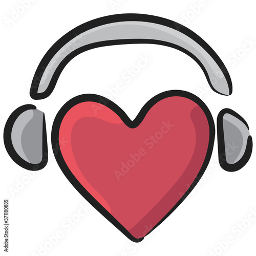 
Hand drawn icon of love songs, romantic music 

