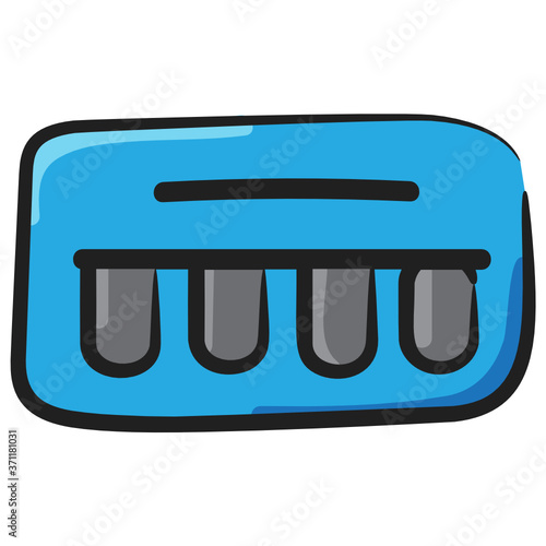 
Keyboard synthesizer instrument, piano hand drawn icon 
