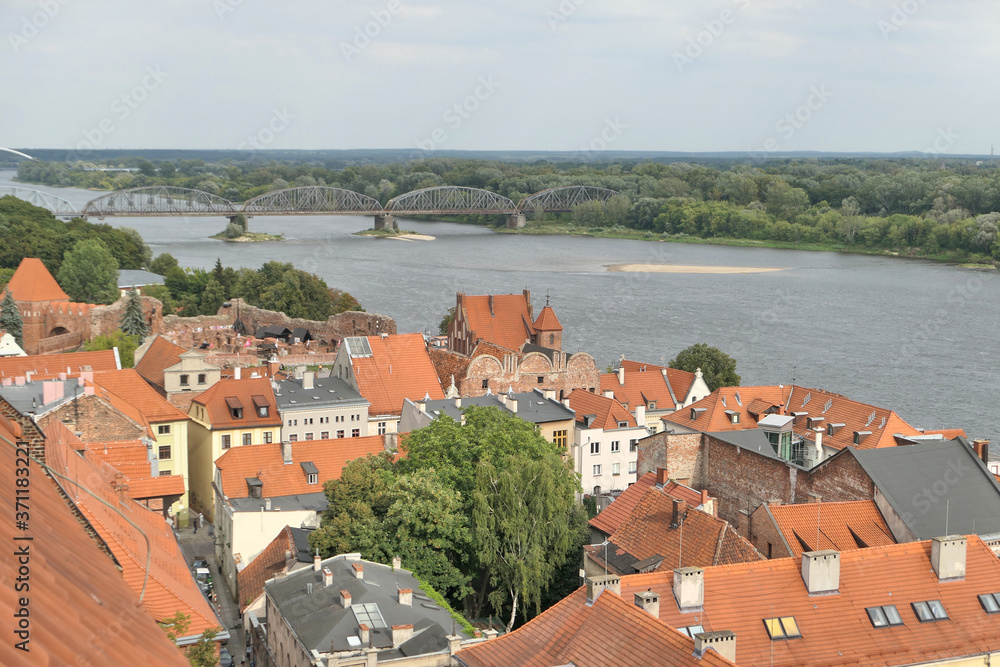 Torun old town and Vistula river, Poland.