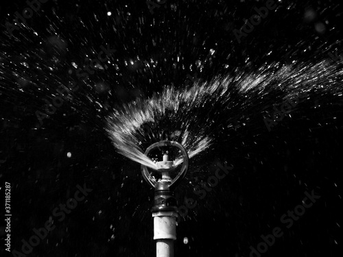 water splash of sprinkler black and white style