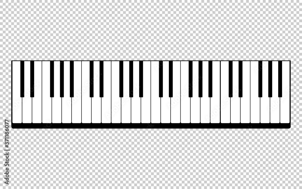 Fototapeta premium Piano keys black and white on a transparent background. Vector object. EPS 10
