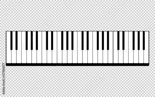 Piano keys black and white on a transparent background. Vector object. EPS 10