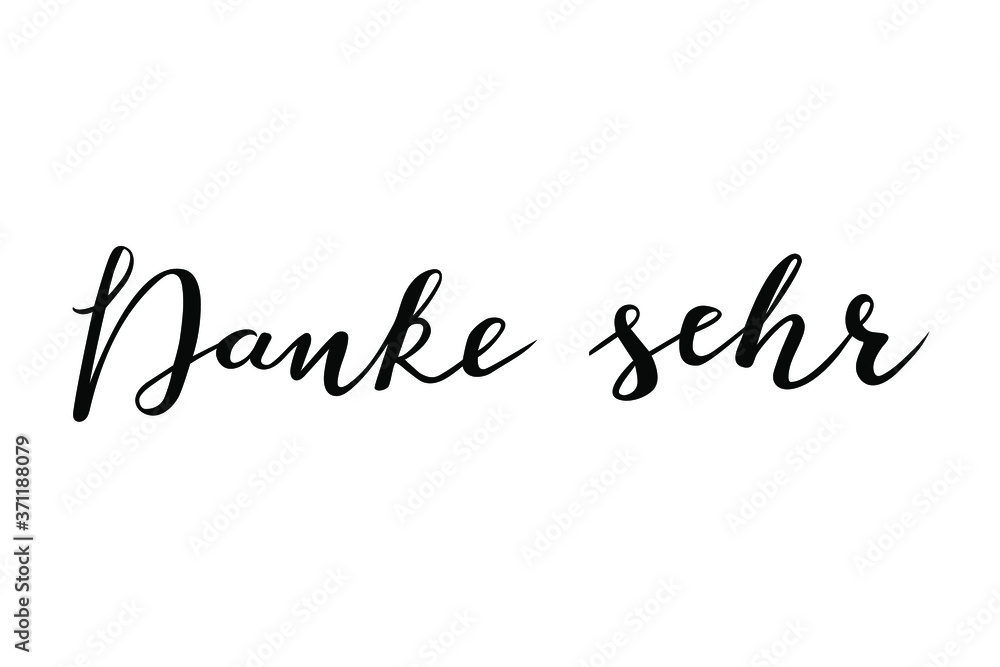 Danke sehr - Thank you in German language hand lettering vector
