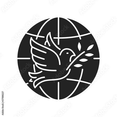 NGO (non governmental organization) black glyph icon. Non profit community. International volunteer. Pictogram for web page, mobile app, promo.