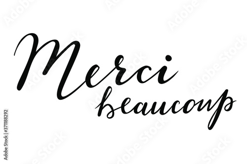Merci beaucoup - Thank you in French language hand lettering vector