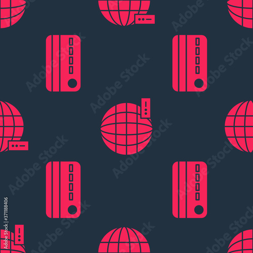Set Credit card and Social network on seamless pattern. Vector.