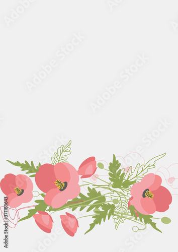 Fototapeta Naklejka Na Ścianę i Meble -  Floral Clean Template with bouquets of flowers without text. Vector illustration