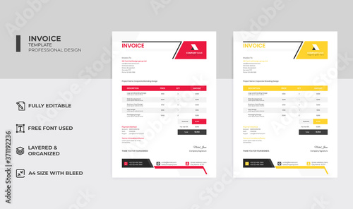 Invoice template business minimal design - blue color vector