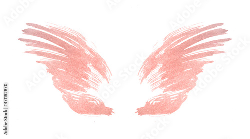 Abstract pink watercolor wings in vintage nostalgic colors