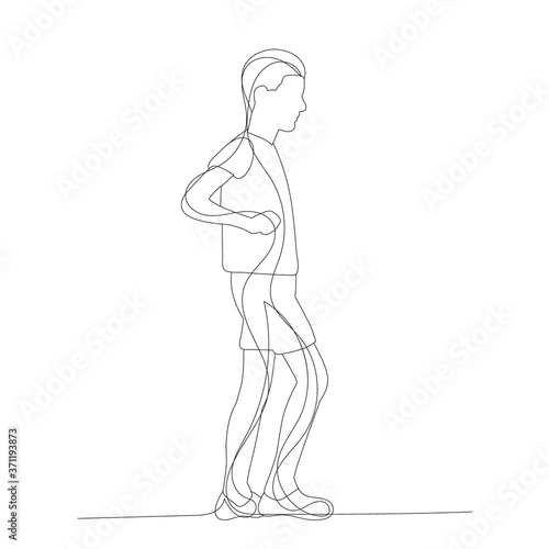 vector  isolated  sketch  continuous line drawing child boy stands