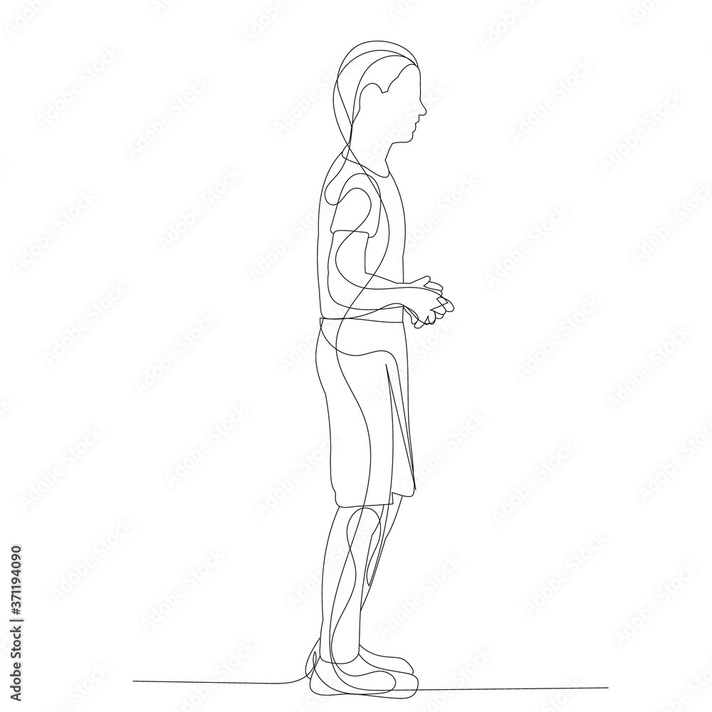 isolated, sketch, continuous line drawing boy