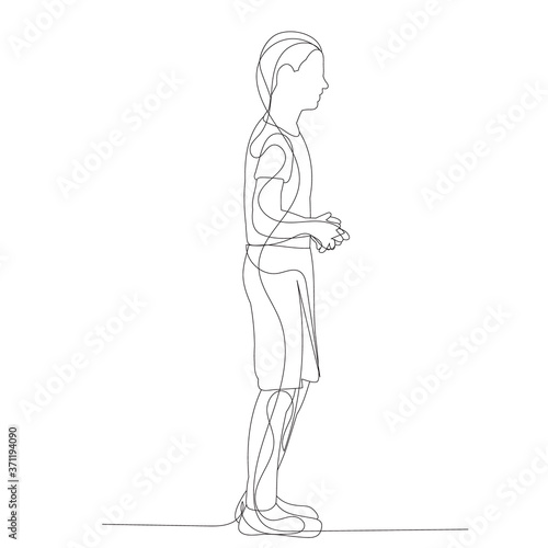 isolated  sketch  continuous line drawing boy