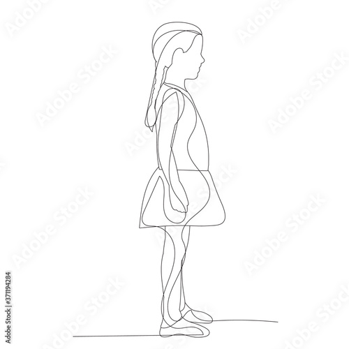  continuous line drawing child little girl