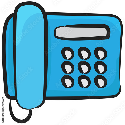 
A vector design of landline, doodle icon of vintage telephone 
