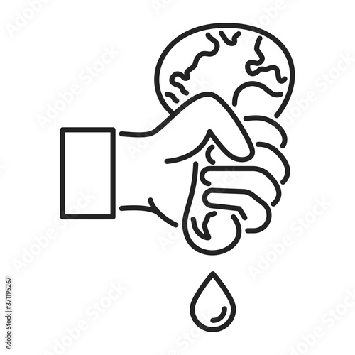 Land depletion black line icon. Eco problems. Isolated vector element. Outline pictogram for web page, mobile app, promo