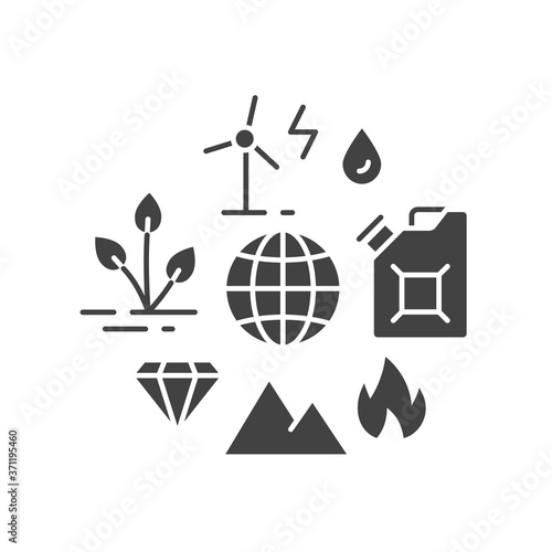 Natural resources black glyph icon. Sign for web page, app. UI UX GUI design element.