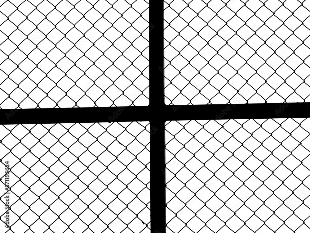 Naklejka premium Decorative wire mesh of fence isolated on white background