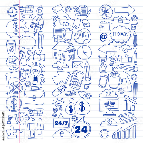 Business and finance online education vector pattern. Start up and innovations