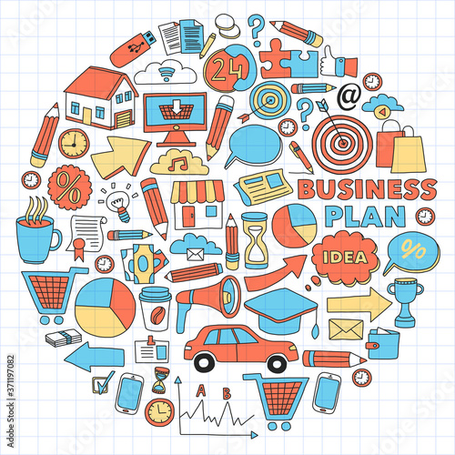 Business and finance online education vector pattern. Start up and innovations