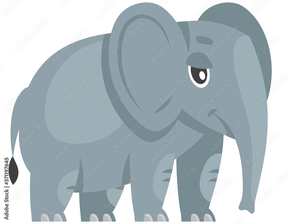 Standing baby elephant three quarter view. African animal in cartoon style. Standing baby elephant three quarter view. African animal in cartoon style.