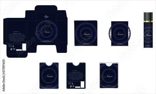 Packaging design, perfume luxury box design template and mock up box. Illustration vector.