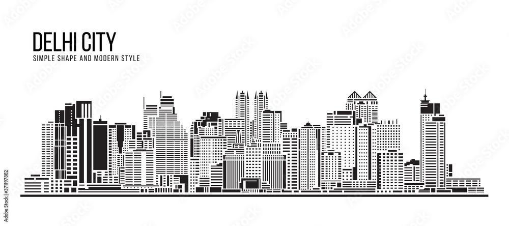Cityscape Building Abstract Simple shape and modern style art Vector design - Delhi city