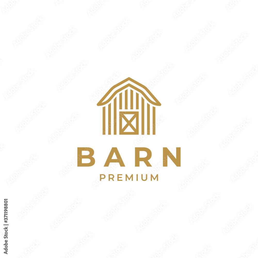 Gold wood barn farm logo design vector illustration