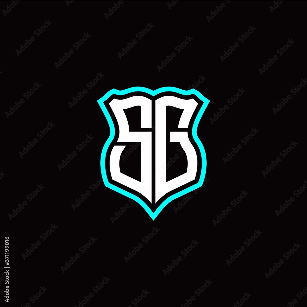 Initial S G letter with shield style logo template vector