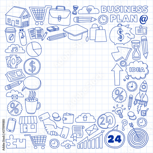 Business and finance online education vector pattern. Start up and innovations