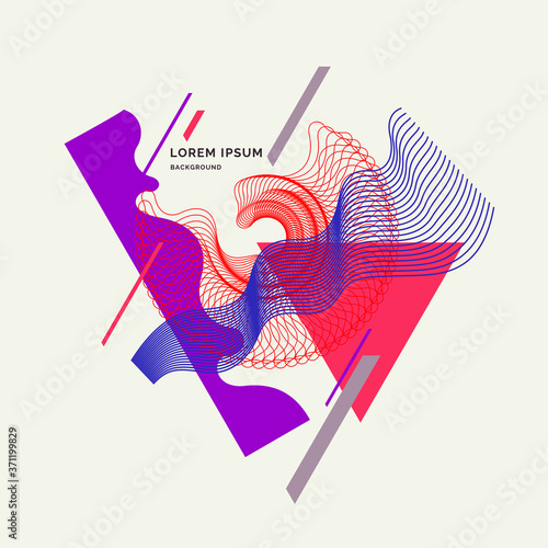 Poster with dynamic waves. Vector illustration in minimal style. Abstract background.