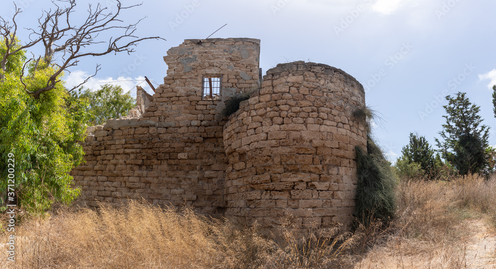 Remains  of old ruins of Kafarlet fortress. It was the property of Lords of Caesarea, then became the property of the Hospitallers. Captured by Baybars in 1291. Near the Atlit city in northern Israel