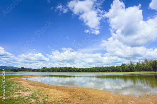Beautiful landscape of Klong Sai reservoir in Sa Kaeo, Thailand.