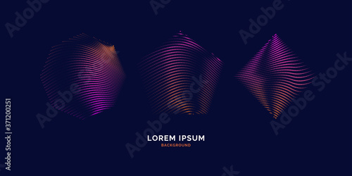 Vector abstract background with dynamic waves, line and particles.