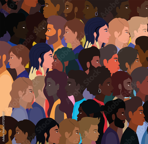 diversity women and men cartoons background design, people multiethnic race and community theme Vector illustration