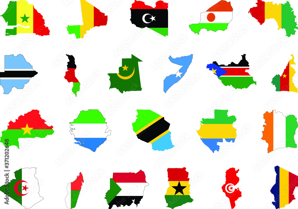 Obraz premium set of flags and maps of african countries
