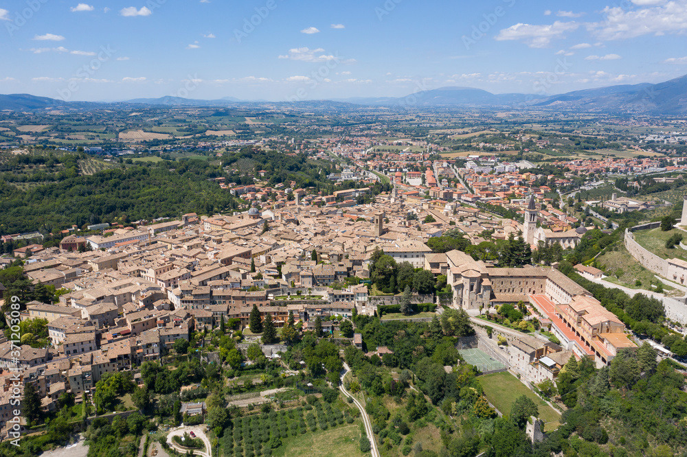 aerial view of the city of spoleto umbria italy
