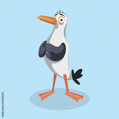 Сute seagull is angry, character illustration