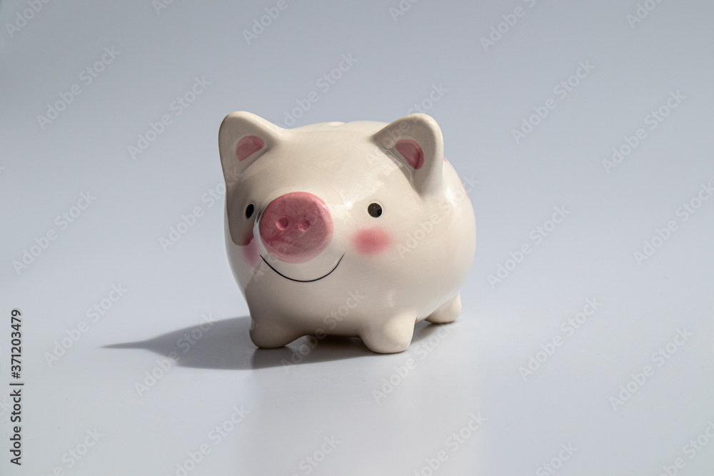 Piggy bank on white background. - saving concept.