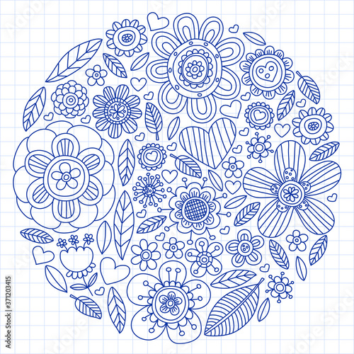 Flowers vector pattern. Background for wedding design  coloring page  book.