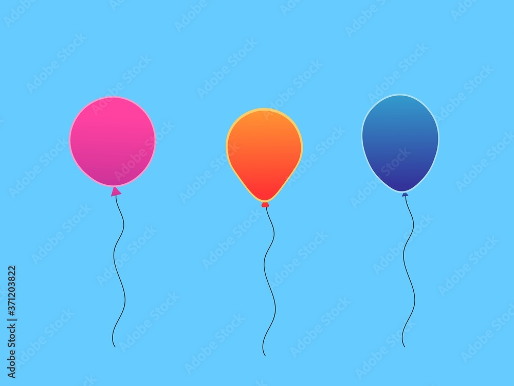 The illustration of isolated colored balloons on a light blue background. EPS 10 The illustration of isolated colored balloons on a light blue background. EPS 10