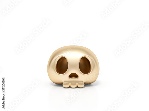 Golden Halloween human skull on white background 3d rendering. 3d illustration skull for celebration luxury Halloween event template minimal style concept.